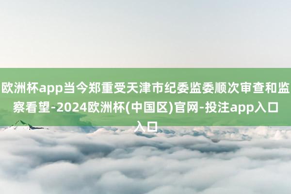 欧洲杯app当今郑重受天津市纪委监委顺次审查和监察看望-2024欧洲杯(中国区)官网-投注app入口