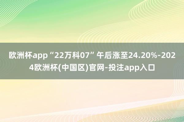 欧洲杯app“22万科07”午后涨至24.20%-2024欧洲杯(中国区)官网-投注app入口