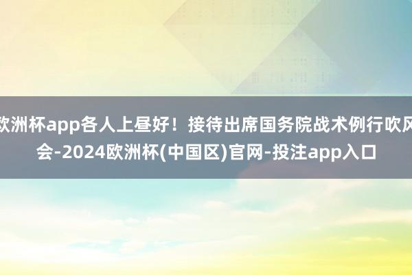 欧洲杯app各人上昼好！接待出席国务院战术例行吹风会-2024欧洲杯(中国区)官网-投注app入口