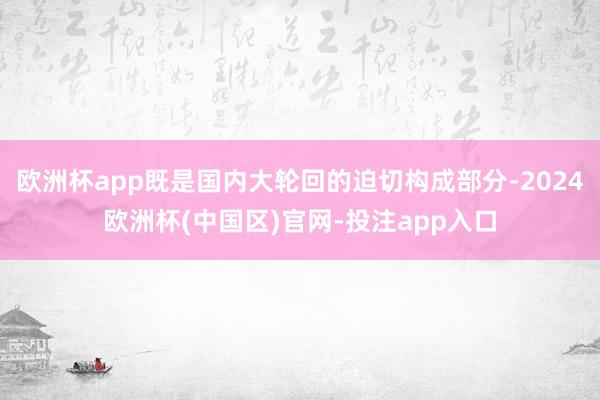 欧洲杯app既是国内大轮回的迫切构成部分-2024欧洲杯(中国区)官网-投注app入口