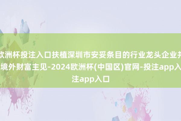 欧洲杯投注入口扶植深圳市安妥条目的行业龙头企业并购境外财富主见-2024欧洲杯(中国区)官网-投注app入口
