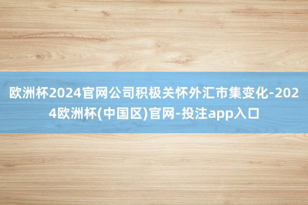 欧洲杯2024官网公司积极关怀外汇市集变化-2024欧洲杯(中国区)官网-投注app入口