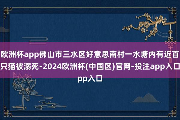 欧洲杯app佛山市三水区好意思南村一水塘内有近百只猫被溺死-2024欧洲杯(中国区)官网-投注app入口