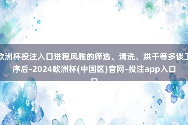 欧洲杯投注入口进程风雅的筛选、清洗、烘干等多谈工序后-2024欧洲杯(中国区)官网-投注app入口