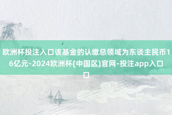 欧洲杯投注入口　　该基金的认缴总领域为东谈主民币16亿元-2024欧洲杯(中国区)官网-投注app入口
