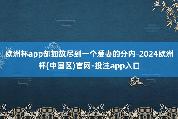 欧洲杯app却如故尽到一个爱妻的分内-2024欧洲杯(中国区)官网-投注app入口