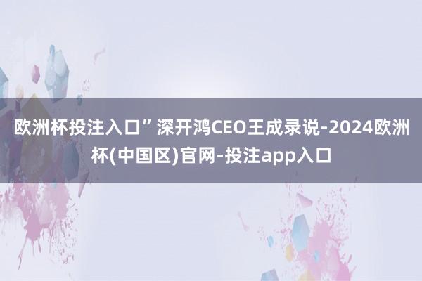欧洲杯投注入口”深开鸿CEO王成录说-2024欧洲杯(中国区)官网-投注app入口