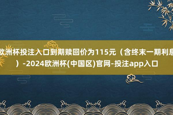 欧洲杯投注入口到期赎回价为115元（含终末一期利息）-2024欧洲杯(中国区)官网-投注app入口