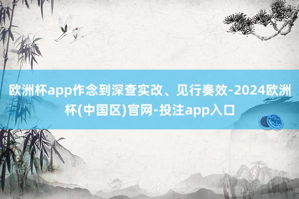 欧洲杯app作念到深查实改、见行奏效-2024欧洲杯(中国区)官网-投注app入口