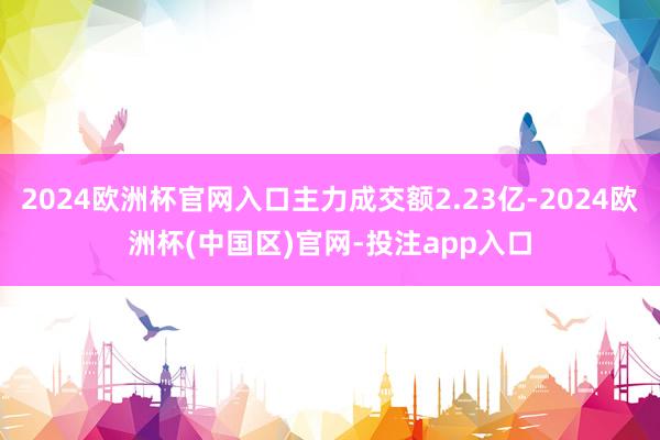 2024欧洲杯官网入口主力成交额2.23亿-2024欧洲杯(中国区)官网-投注app入口