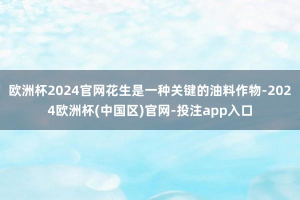 欧洲杯2024官网花生是一种关键的油料作物-2024欧洲杯(中国区)官网-投注app入口