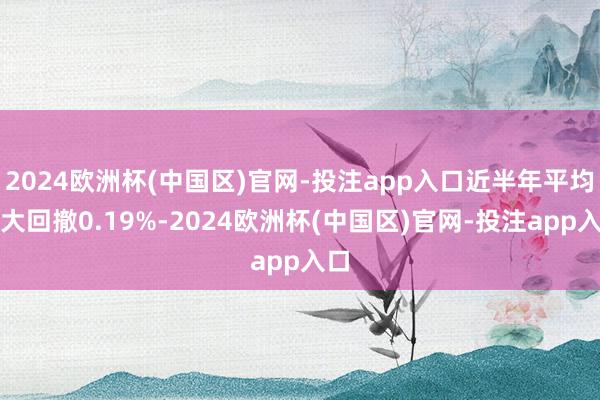 2024欧洲杯(中国区)官网-投注app入口近半年平均最大回撤0.19%-2024欧洲杯(中国区)官网-投注app入口
