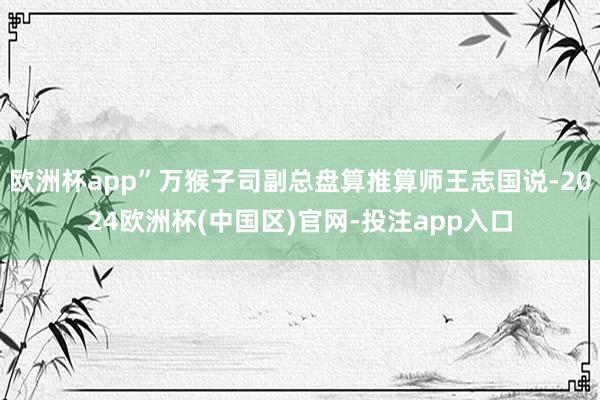 欧洲杯app”万猴子司副总盘算推算师王志国说-2024欧洲杯(中国区)官网-投注app入口