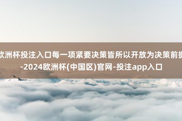 欧洲杯投注入口每一项紧要决策皆所以开放为决策前提-2024欧洲杯(中国区)官网-投注app入口
