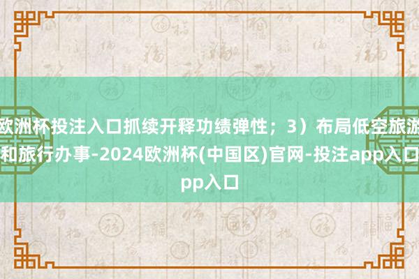欧洲杯投注入口抓续开释功绩弹性；3）布局低空旅游和旅行办事-2024欧洲杯(中国区)官网-投注app入口