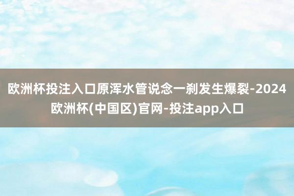 欧洲杯投注入口原浑水管说念一刹发生爆裂-2024欧洲杯(中国区)官网-投注app入口